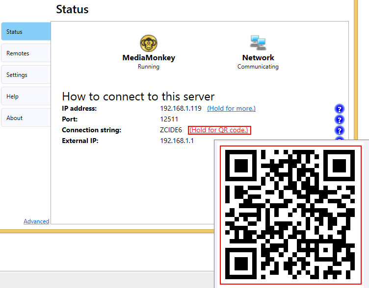 QR code from the server